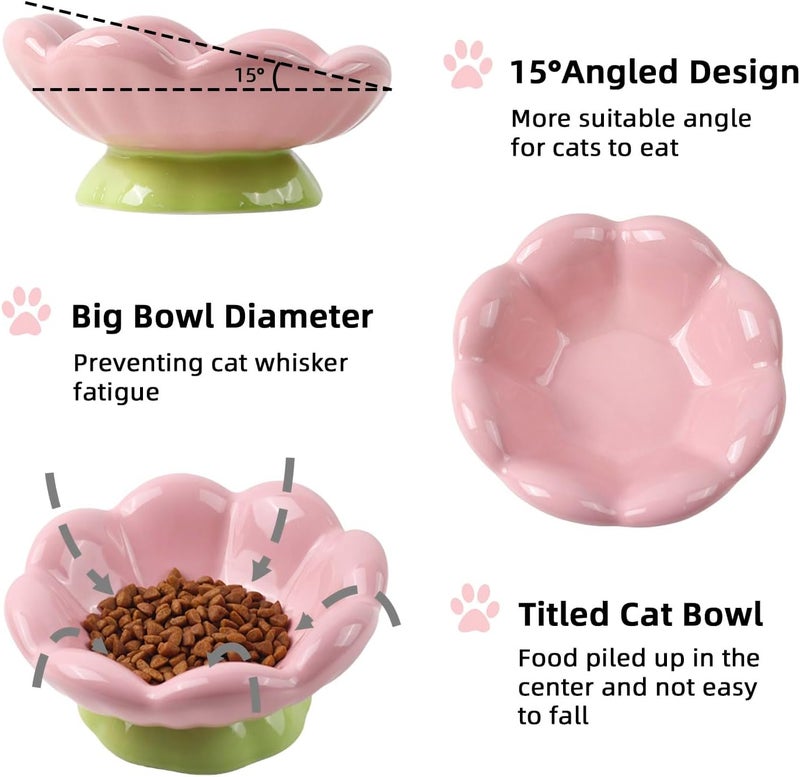 DIF DECO Ceramic Raised Cat Bowl, Pink Elevated Food Bowls for Food and Water Protecting Spine and Whisker Friendly,Tulip Shape Cute Pet Feeder Dish for Indoor Cats and Small Dogs(Height 3.3 inch) - Image 4